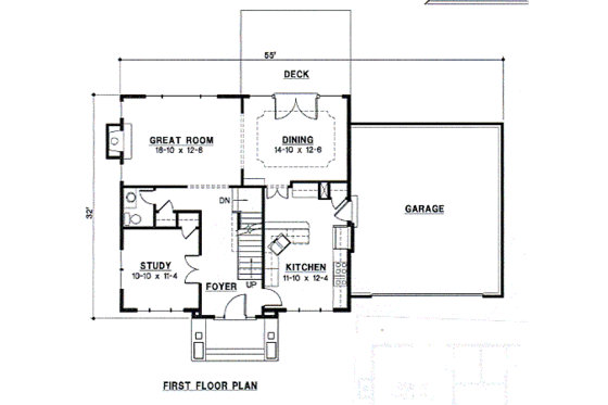 Floor Plan - Main Floor for Traditional House Plan #67-483 - 3 bed, 2.5 bath