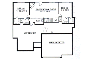 Floor Plan - Lower Floor for Traditional House Plan #67-364 - 4 bed, 4 bath