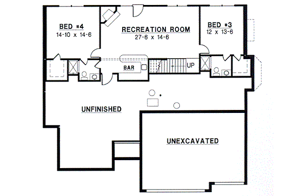 Traditional Floor Plan - Lower Floor Plan #67-364