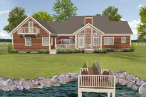 Exterior - Rear Elevation House Plan #56-607 - 3 bed, 3 bath