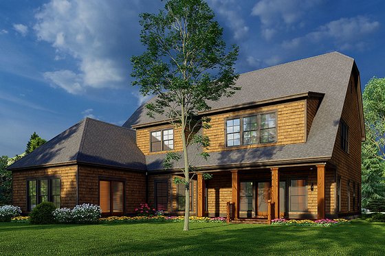 Exterior - Rear Elevation for Craftsman House Plan #923-230 - 3 bed, 3.5 bath