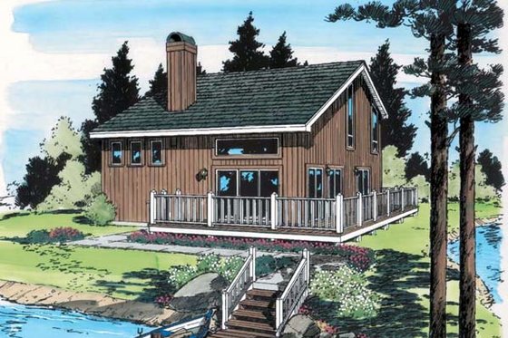 Exterior - Front Elevation for Cabin House Plan #312-430 - 3 bed, 2 bath