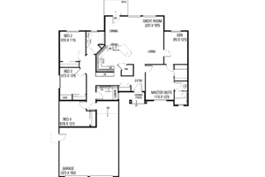 Floor Plan - Main Floor for Ranch House Plan #60-497 - 5 bed, 2 bath