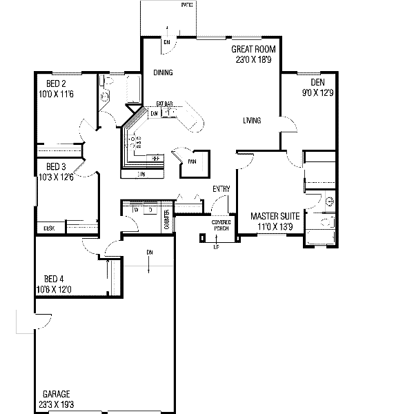 Home Plan - Ranch Floor Plan - Main Floor Plan #60-497
