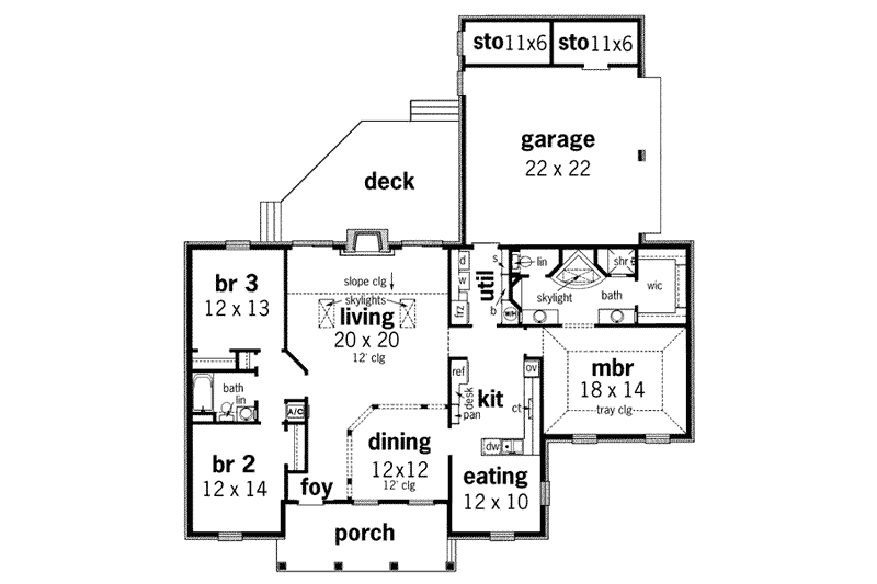 Home Plan - Floor Plan - Main Floor for Southern House Plan #45-131 - 3 bed, 2 bath