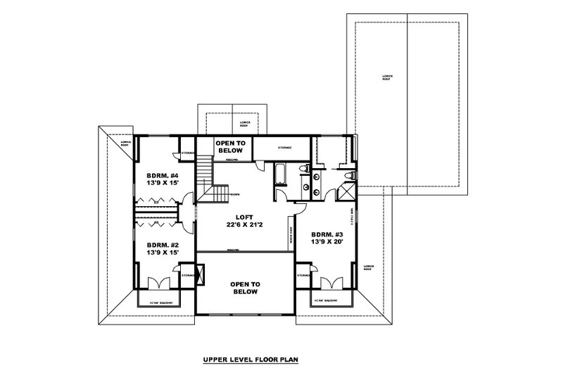 House Design - Floor Plan - Upper Floor for Craftsman House Plan #117-1045 - 4 bed, 4 bath