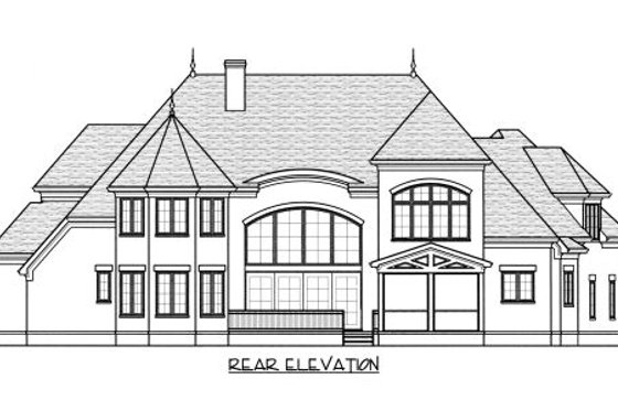Exterior - Rear Elevation for European House Plan #413-863 - 4 bed, 4.5 bath