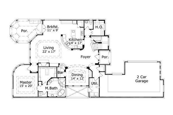 Floor Plan - Main Floor for European House Plan #411-573 - 3 bed, 2.5 bath