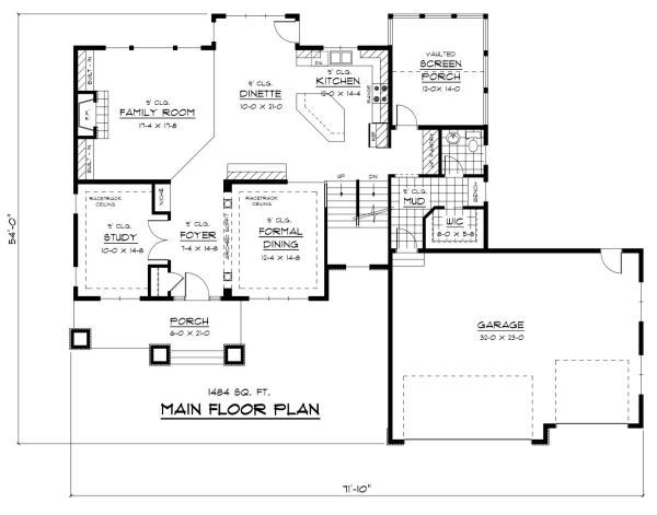Country Floor Plan - Main Floor Plan #51-286