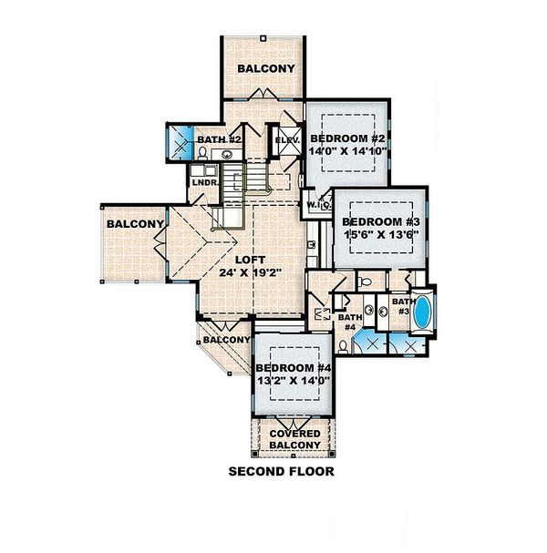 Beach Floor Plan - Upper Floor Plan #27-567