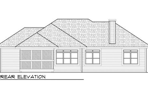 Exterior - Rear Elevation for Traditional House Plan #70-975 - 2 bed, 2 bath