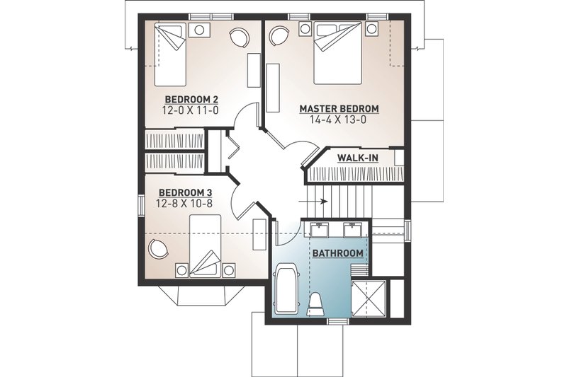 Dream House Plan - Floor Plan - Upper Floor for Country House Plan #23-2240 - 3 bed, 1.5 bath