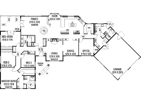 Floor Plan - Main Floor for Traditional House Plan #60-304 - 5 bed, 3 bath