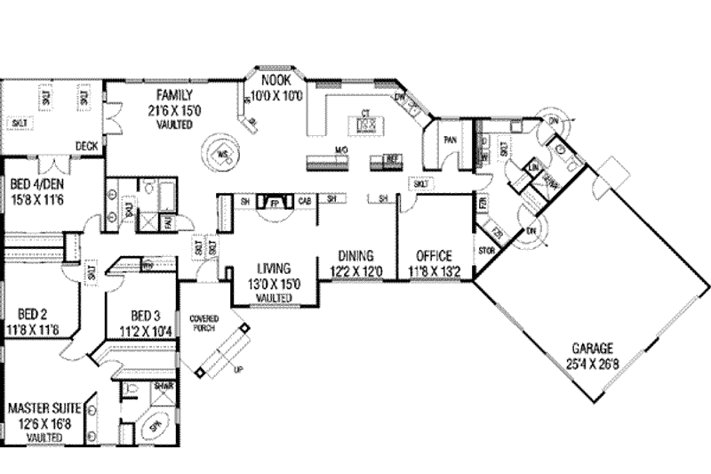 Home Plan - Floor Plan - Main Floor for Traditional House Plan #60-304 - 5 bed, 3 bath