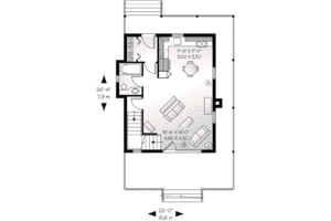 Floor Plan - Main Floor for Cottage House Plan #23-520 - 3 bed, 1 bath