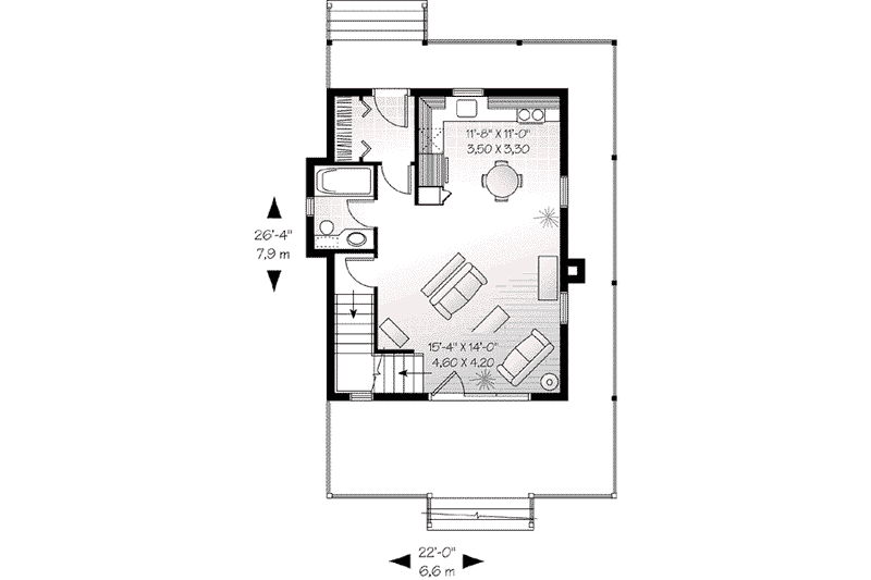 Home Plan - Floor Plan - Main Floor for Cottage House Plan #23-520 - 3 bed, 1 bath