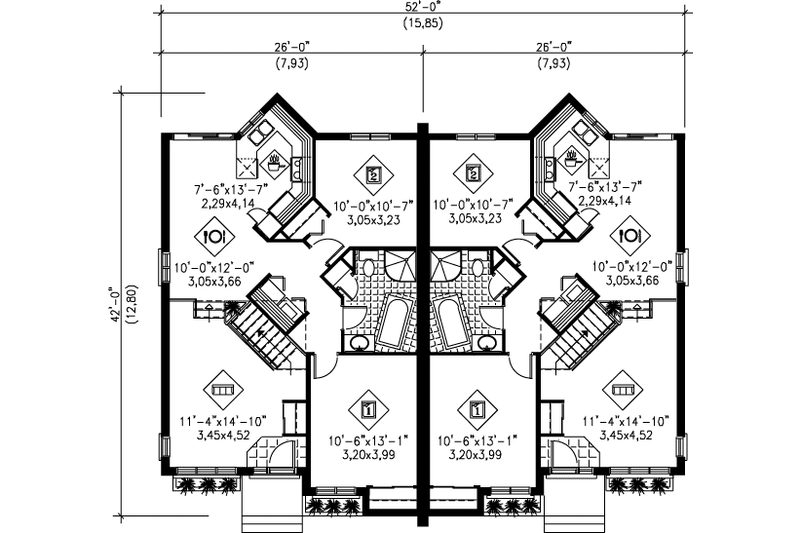 House Blueprint - Floor Plan - Main Floor House Plan #25-352 - 2 bed, 1 bath