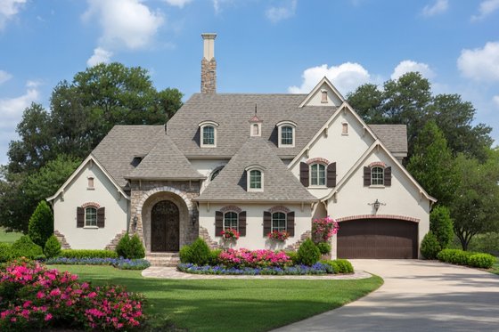 Exterior - Front Elevation for European House Plan #20-2175 - 4 bed, 5 bath