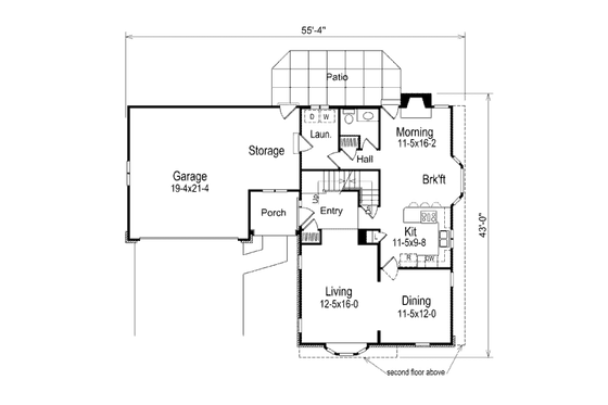 Floor Plan - Main Floor for Traditional House Plan #57-268 - 5 bed, 2.5 bath