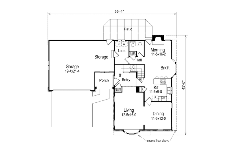 Home Plan - Floor Plan - Main Floor for Traditional House Plan #57-268 - 5 bed, 2.5 bath