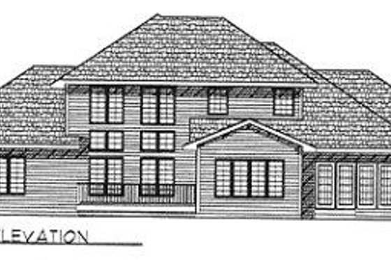 Exterior - Rear Elevation for Traditional House Plan #70-443 - 3 bed, 2.5 bath