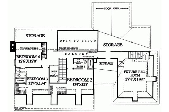 Floor Plan - Upper Floor for Southern House Plan #137-276 - 5 bed, 3.5 bath