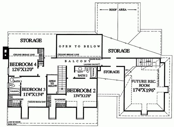 Architectural House Design - Southern Floor Plan - Upper Floor Plan #137-276