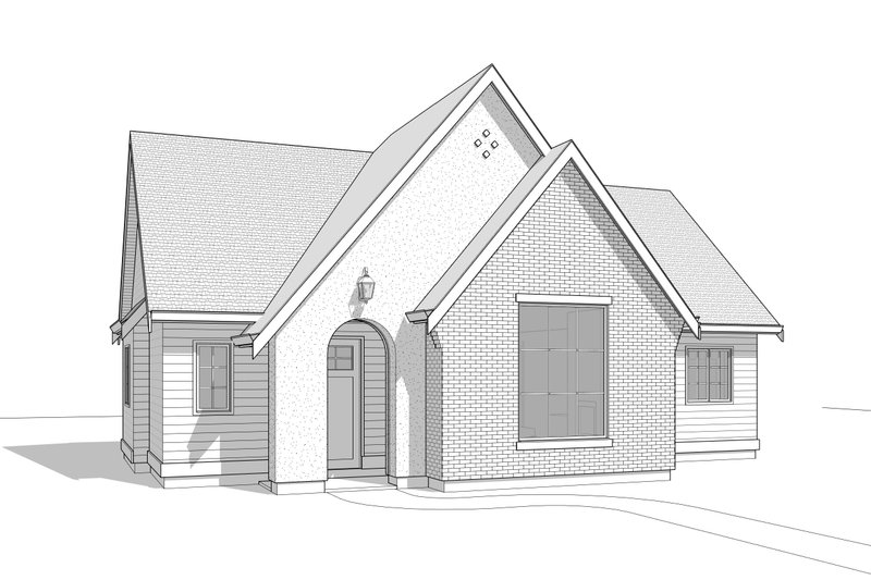 House Blueprint - Exterior - Front Elevation 3 for European House Plan #1114-27 - 2 bed, 1.5 bath