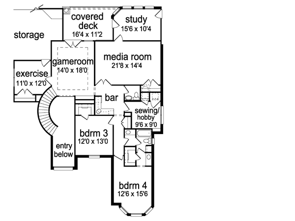 House Plan Design - European Floor Plan - Upper Floor Plan #84-509