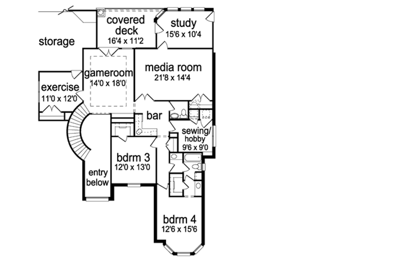Home Plan - Floor Plan - Upper Floor for European House Plan #84-509 - 4 bed, 3.5 bath