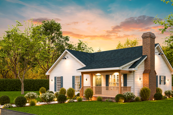 Exterior - Front Elevation 3 for Traditional House Plan #54-631 - 3 bed, 2 bath