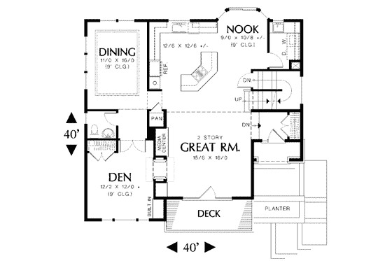 Floor Plan - Main Floor for Contemporary House Plan #48-156 - 3 bed, 2.5 bath