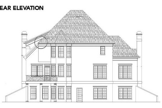 Exterior - Rear Elevation for European House Plan #119-291 - 5 bed, 3 bath