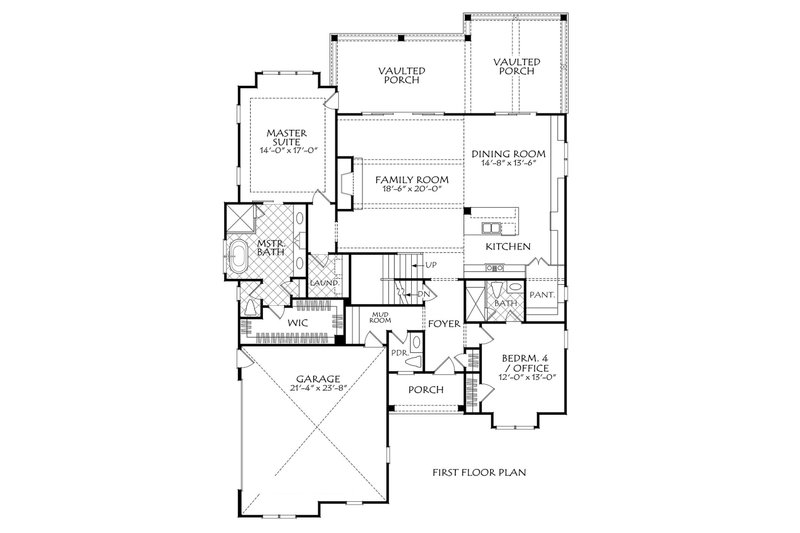 Architectural House Design - Floor Plan - Main Floor for Farmhouse House Plan #927-1006 - 4 bed, 3.5 bath