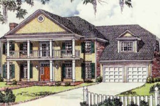 Exterior - Front Elevation for Southern House Plan #16-228 - 4 bed, 3.5 bath