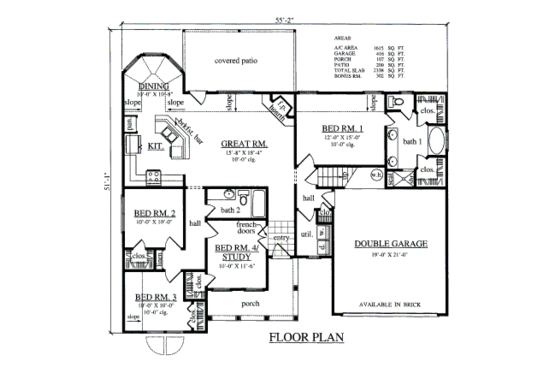Floor Plan - Main Floor for Country House Plan #42-360 - 4 bed, 2 bath
