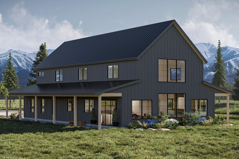 Dream House Plan - Exterior - Front Elevation 4 for Barndominium House Plan #455-486 - 3 bed, 2.5 bath