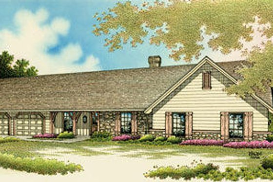 Exterior - Front Elevation for Ranch House Plan #45-272 - 4 bed, 2 bath