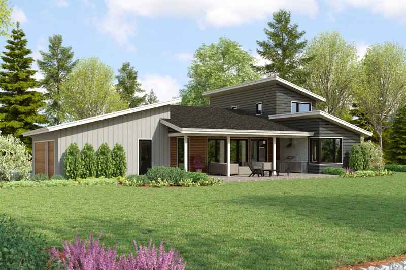 House Design - Exterior - Rear Elevation for Contemporary House Plan #48-1155 - 4 bed, 3 bath