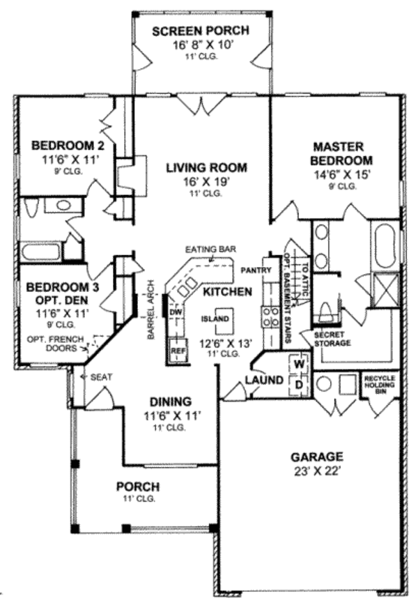 House Plan Design - Traditional Floor Plan - Main Floor Plan #20-1588