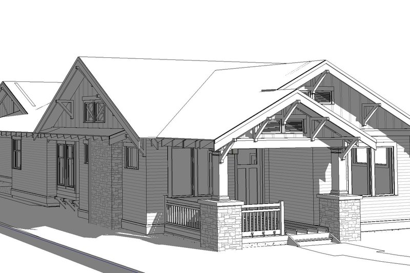 House Blueprint - Exterior - Front Elevation 7 for Craftsman House Plan #895-99 - 3 bed, 2 bath
