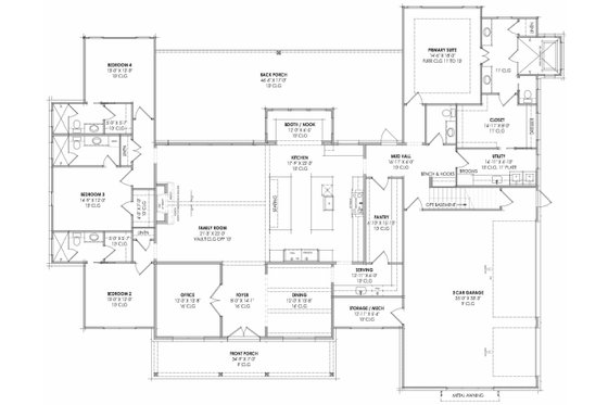 Floor Plan - Main Floor for Farmhouse House Plan #1096-165 - 4 bed, 4.5 bath
