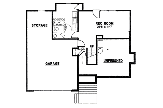Floor Plan - Lower Floor for Cottage House Plan #67-800 - 3 bed, 2 bath