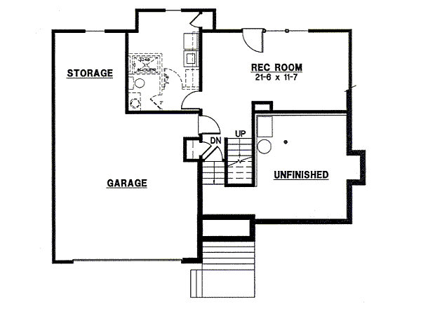 Floor Plan - Lower Floor for Cottage House Plan #67-800 - 3 bed, 2 bath