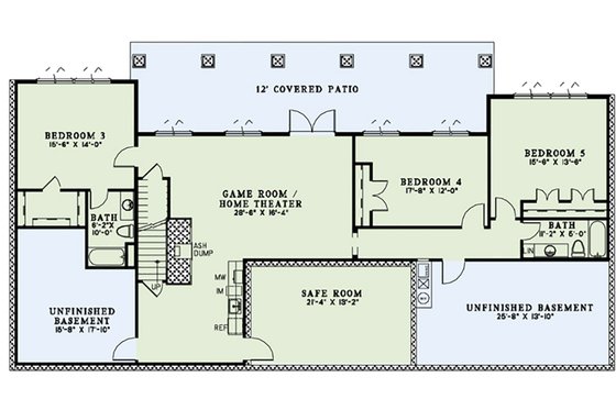 Floor Plan - Lower Floor for European House Plan #17-2545 - 5 bed, 4.5 bath
