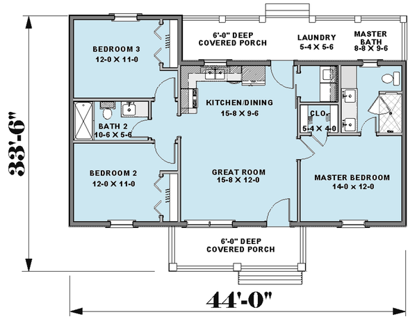 House Blueprint - Farmhouse Floor Plan - Main Floor Plan #44-224