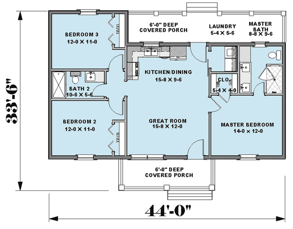 Architectural House Design - Farmhouse Floor Plan - Main Floor Plan #44-224