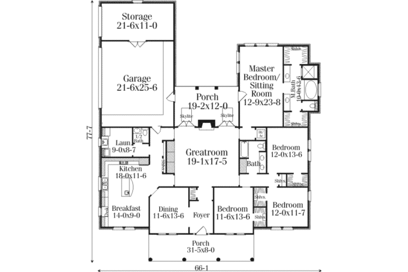Dream House Plan - Floor Plan - Main Floor for Farmhouse House Plan #406-290 - 4 bed, 2.5 bath