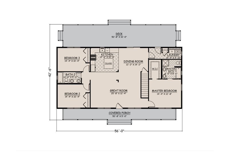 Home Plan - Floor Plan - Main Floor 1 for Country House Plan #1082-8 - 3 bed, 2 bath