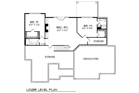 Floor Plan - Lower Floor for Traditional House Plan #70-772 - 4 bed, 4 bath